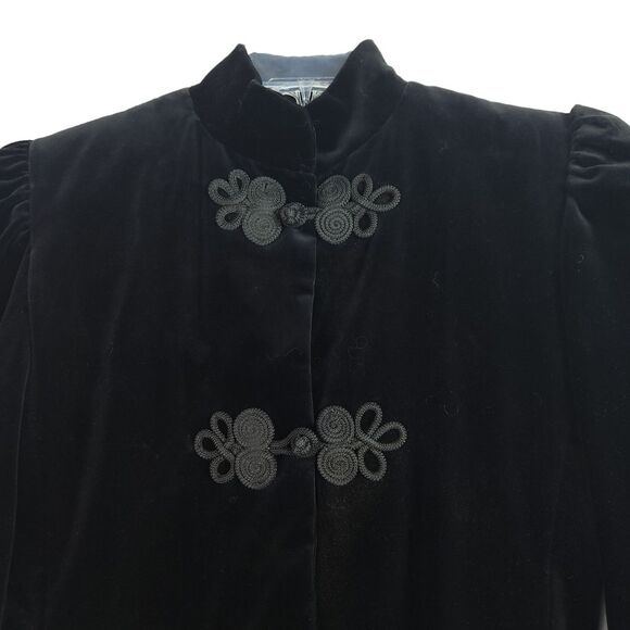 Vintage C'est Simone Blazer Jacket Womens 6 Black Velvet Holiday Party Goth NEW - Picture 2 of 13